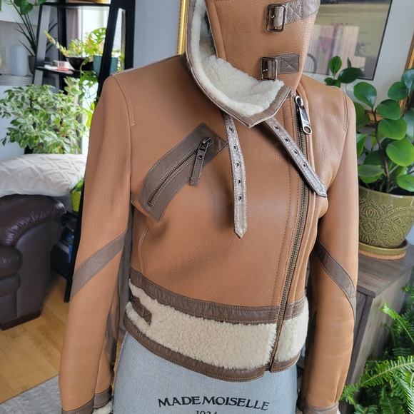 Burberry Blue Label Shearling Aviator Jacket - Picture 2 of 16